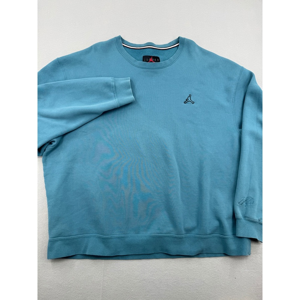 Jordan Mens Essentials Fleece Crewneck Sweatshirt Teal Blue 3XL Jumpman Logo - Picture 2 of 10